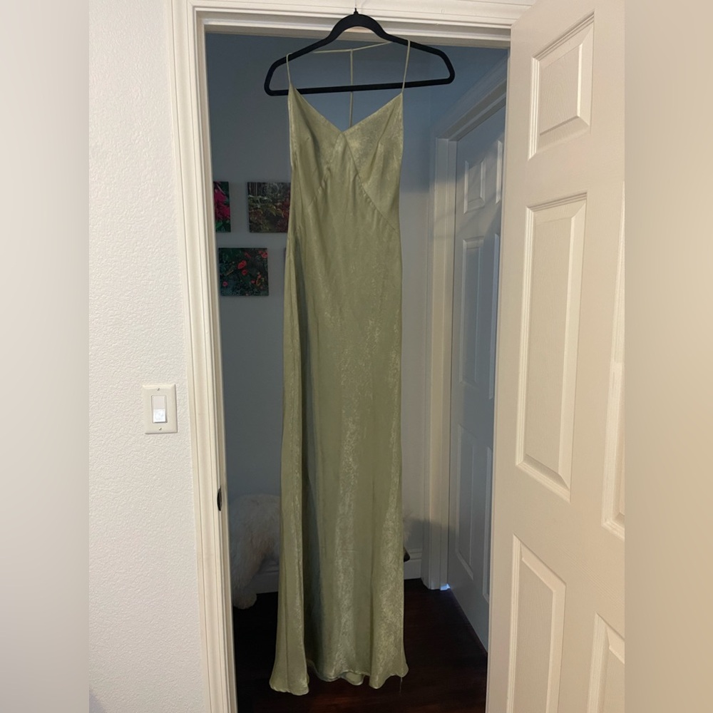 Sage green T strap slip dress
